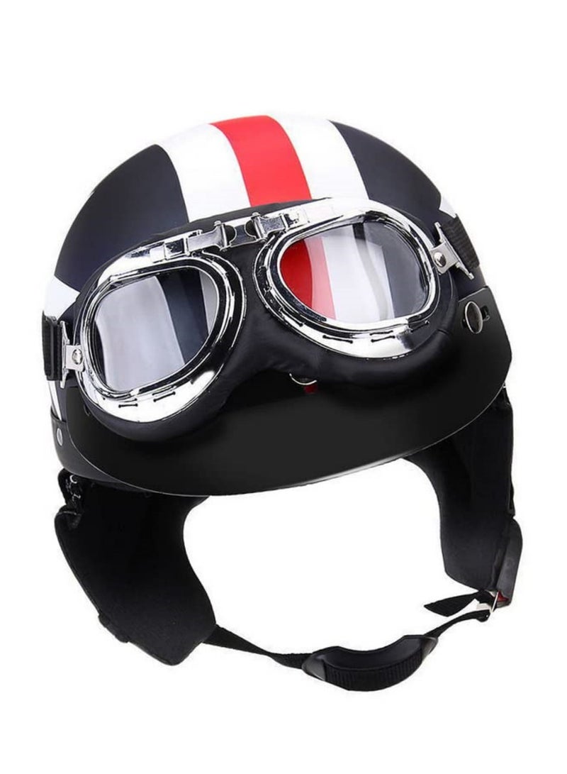 Vintage Motorcycle Half Helmet Open Face Retro Moto Casco with Goggles Classic Biker Capacetes Motociclistas Adult Cruiser Half Helmet - Image 5