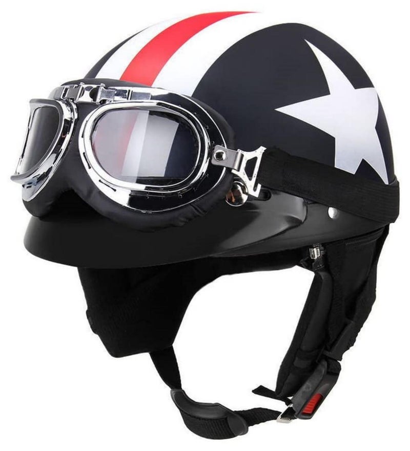 Vintage Motorcycle Half Helmet Open Face Retro Moto Casco with Goggles Classic Biker Capacetes Motociclistas Adult Cruiser Half Helmet - Image 1