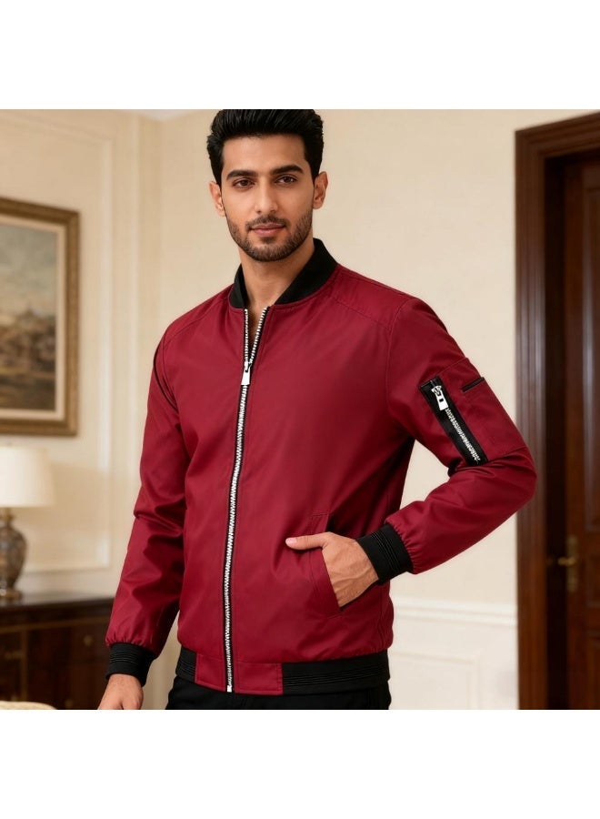 جاكيت بومبر خفيف الوزن للرجال بتصميم Slim Fit - معطف رياضي مريح للارتداء في الأنشطة الرياضية - Image 1