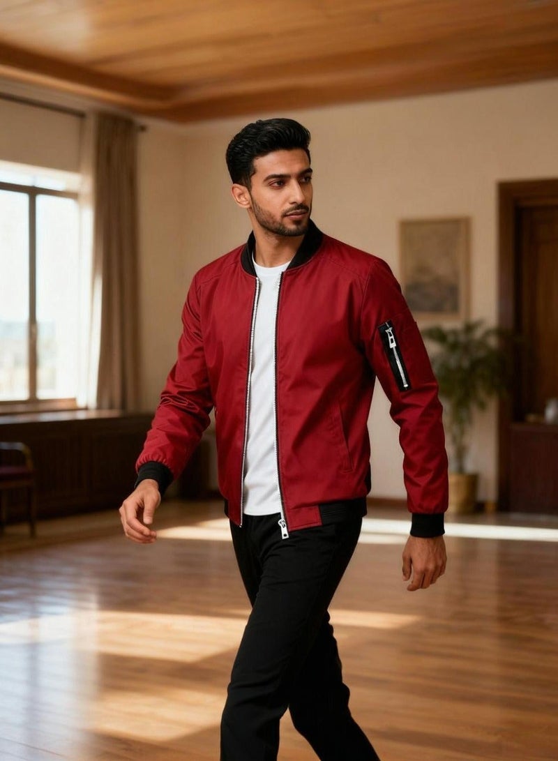 Men’s Slim Fit Lightweight Softshell Bomber Jacket – Casual, Comfortable Sportswear Coat for Active Wear - Image 3