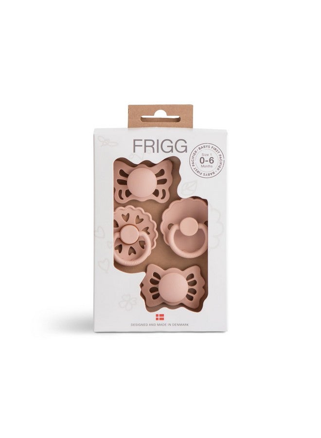 FRIGG مجموعة مصاصات الأطفال الأولى من FRIGG | قلب مزهر 4 قطع | صنع في الدنمارك | خالي من BPA (وردي، 0-6 أشهر) - Image 1