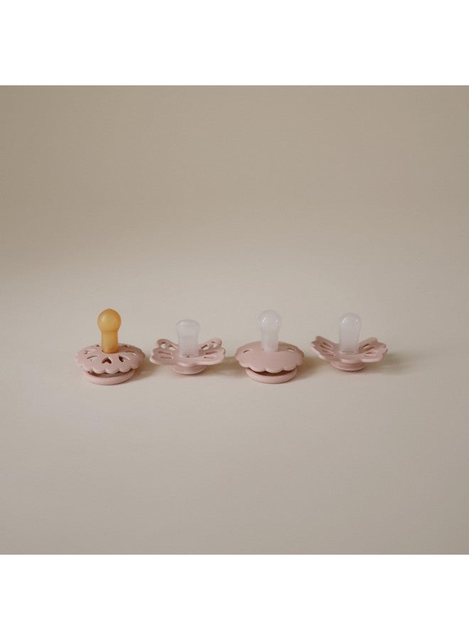 FRIGG مجموعة مصاصات الأطفال الأولى من FRIGG | قلب مزهر 4 قطع | صنع في الدنمارك | خالي من BPA (وردي، 0-6 أشهر) - Image 3