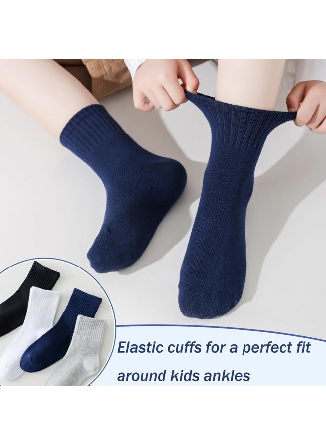 hakugoo Boys Crew Socks Kids Seamless Cotton Dress Socks Uniform Sock for Girls 4/8 Pairs, Navy,4 Pairs, 3-5 Years - Image 3