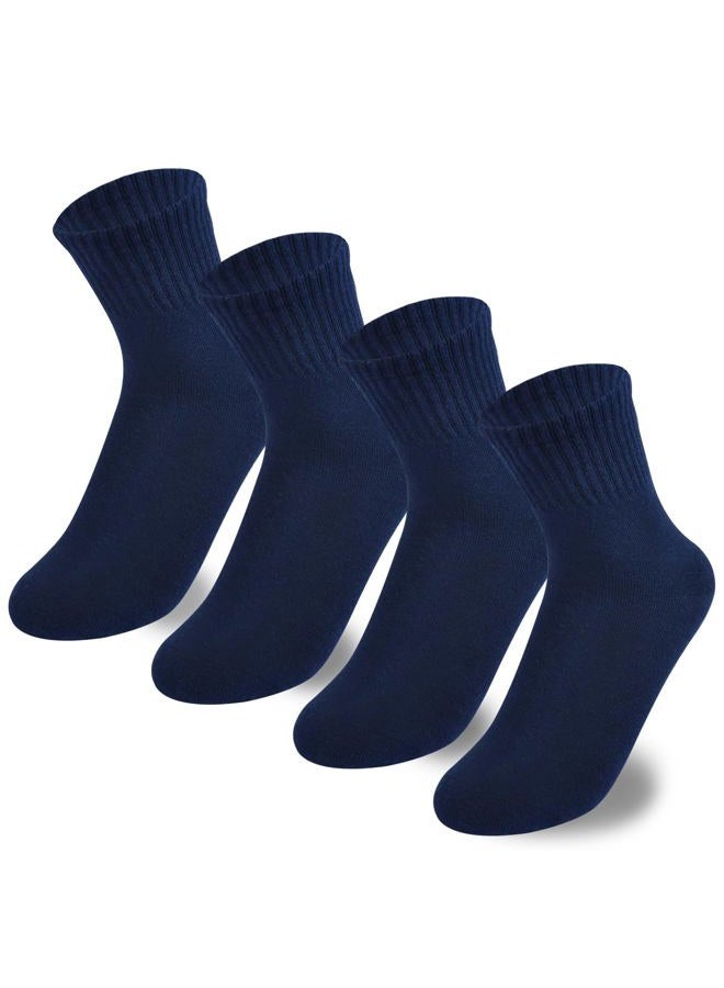 hakugoo Boys Crew Socks Kids Seamless Cotton Dress Socks Uniform Sock for Girls 4/8 Pairs, Navy,4 Pairs, 3-5 Years - Image 1