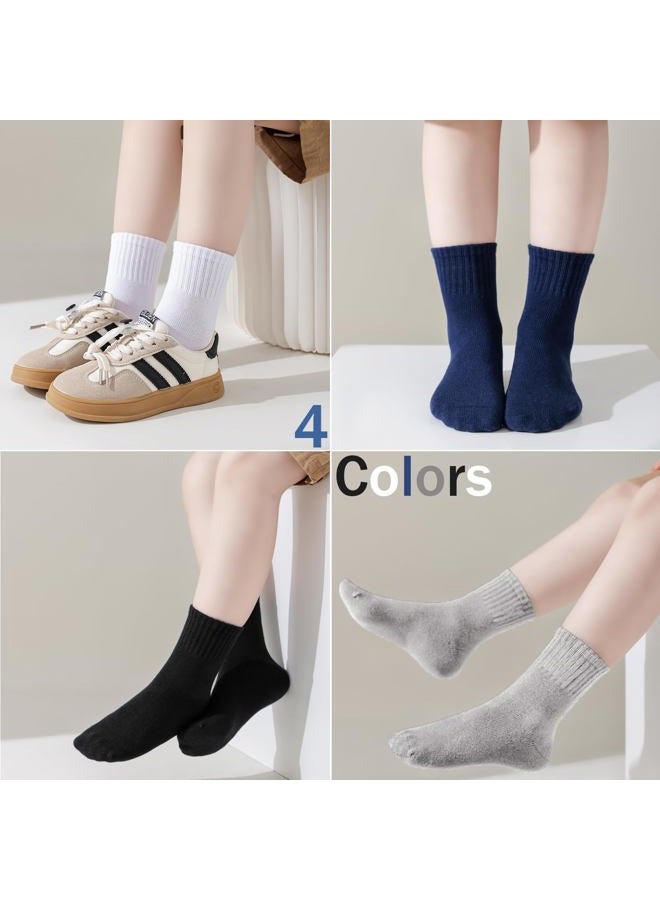 hakugoo Boys Crew Socks Kids Seamless Cotton Dress Socks Uniform Sock for Girls 4/8 Pairs, Navy,4 Pairs, 3-5 Years - Image 5