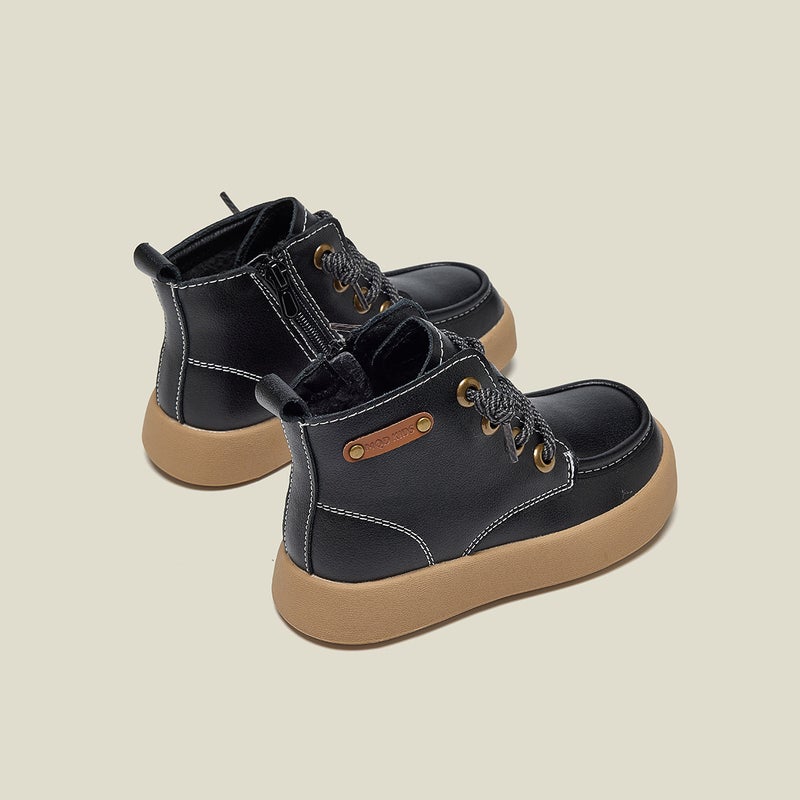 Kids Martin Fleece-Lined/Mqd2024 Winter New Arrival Fleece-Lined Martin Boots Fashion British Leather Boots Kids Girls' Shoes - Image 4