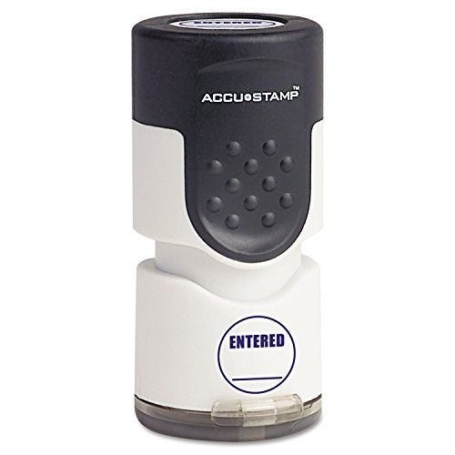 ACCUSTAMP 035656 Accustamp Pre-Inked Round Stamp with Microban, Entered, 5/8-Inch Dia, Blue - Image 2