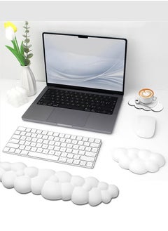 HOOPZOZA Keyboard Wrist Rest Set with Cup Coaster PU Memory Foam Computer mouse wrist rest Soft and Elastic Ergonomic Design for Typing Comfortably for Office Home (Keyboard not Included)  - Image 3