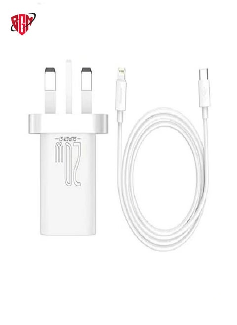 Charger USB C PD 20W Mini Power Delivery Quick Charging Travel Adapter Laptop Wall Plug Compatible for iPad 9,iPhone 13/12/11, iPad Pro 2021 (With Type C to Lightning Cable, White)