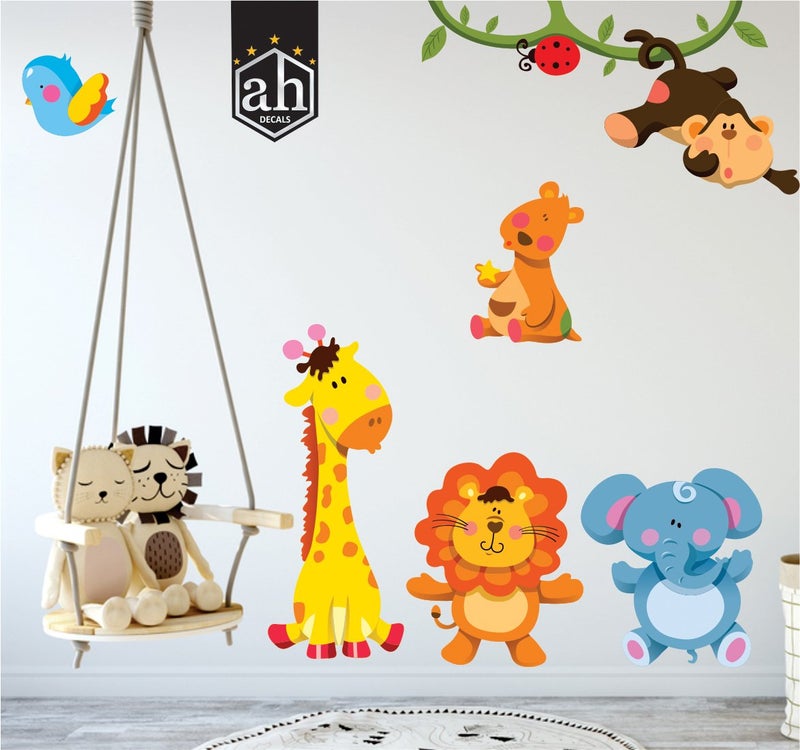 AH Decals Lion, Elephant, Animals Vinyl Wall Stickers for Living Room (65 cm X 50 cm, Orange) - Image 3