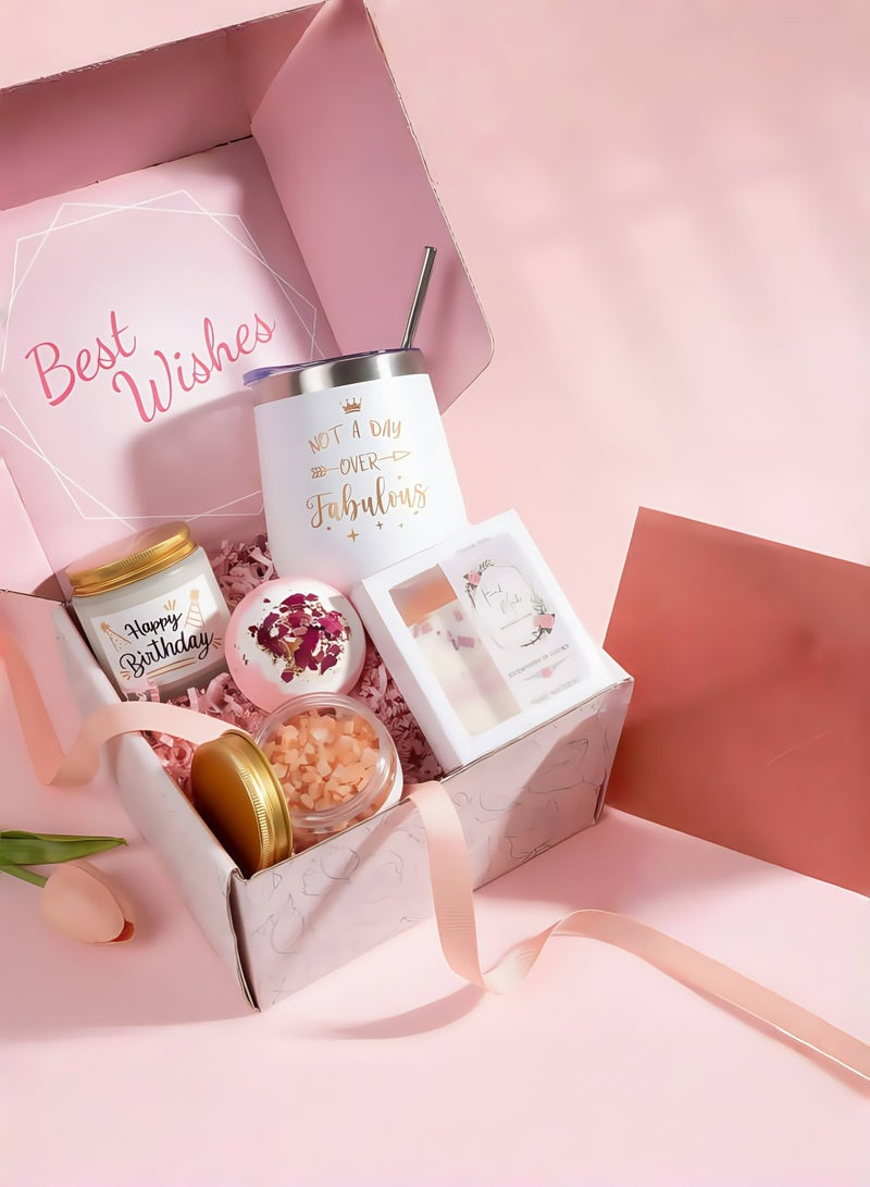 GALADUNE Gifts Basket for Women - Pink Birthday Celebration Gift Box Set Contains 5 Items Inspirational Gift,Relaxing Spa Care Package for Women Friendship,Friend Gifts for Women - Image 4