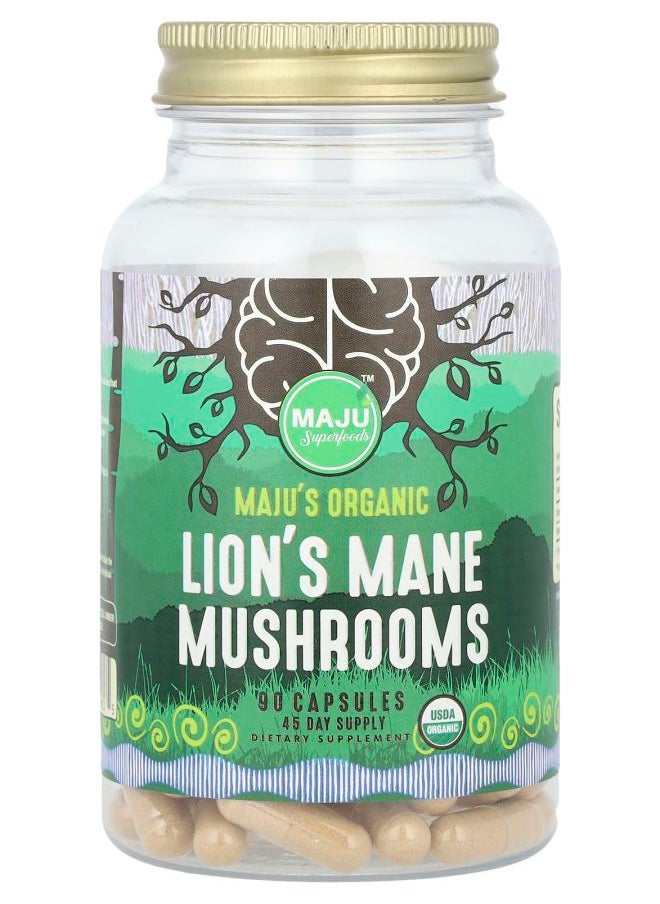 Maju Superfoods Organic Lion's Mane Mushroom 90 Capsules 
