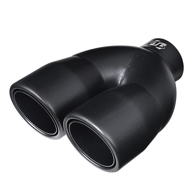 Tritrust Tritrust Black Dual Exhaust tip - 2.5" ID x 7"OD x 9"L - Double Wall Weld On Muffler Tail Pipe Stainless Steel Black Coated - Image 1