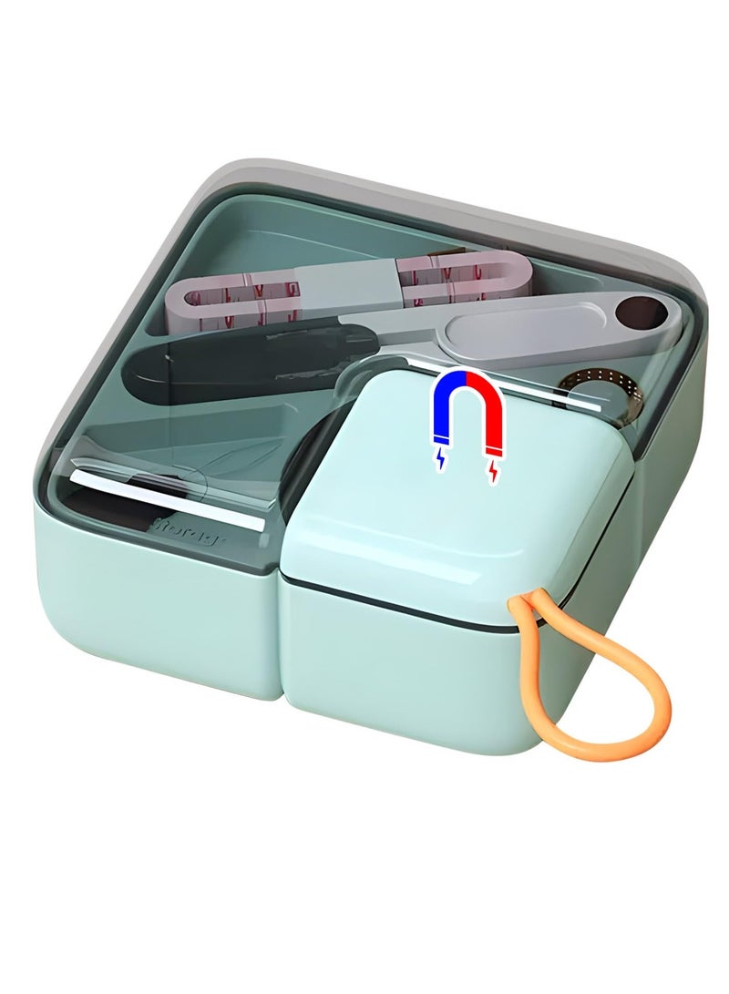 SYOSI Mini Plastic Sewing Kit Travel Box Portable Sewing Kit Box DIY Sewing Kit with Threads Scissors Hand Sewing Needles Sewing Kit Sewing Repair Kit Storage Box for Home and Travel Green - Image 1