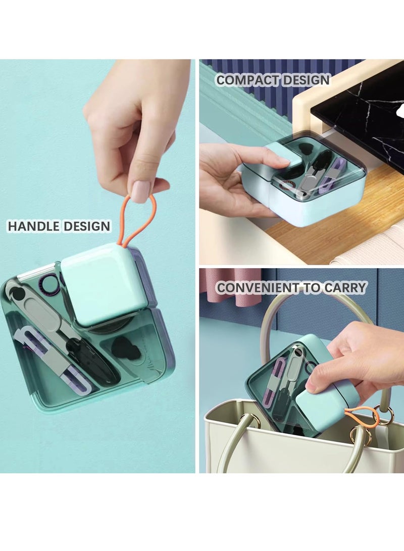 SYOSI Mini Plastic Sewing Kit Travel Box Portable Sewing Kit Box DIY Sewing Kit with Threads Scissors Hand Sewing Needles Sewing Kit Sewing Repair Kit Storage Box for Home and Travel Green - Image 4