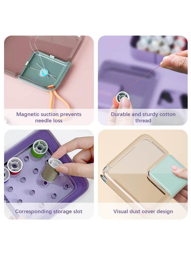 SYOSI Mini Plastic Sewing Kit Travel Box Portable Sewing Kit Box DIY Sewing Kit with Threads Scissors Hand Sewing Needles Sewing Kit Sewing Repair Kit Storage Box for Home and Travel Green - Image 5