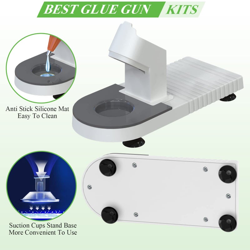 MONVICT Hot Glue Gun Kit, MONVICT 40W Mini Glue Gun with Fine Tip & 30 Glue Sticks, Suction Cups Stand & Anti Stick Silicone Mat, On/Off Switch Design for DIY, Crafts, Home School Projectâ€¦ - Image 4
