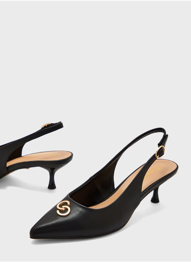 Celeste - Sling Back Low Heel Pumps - Image 1