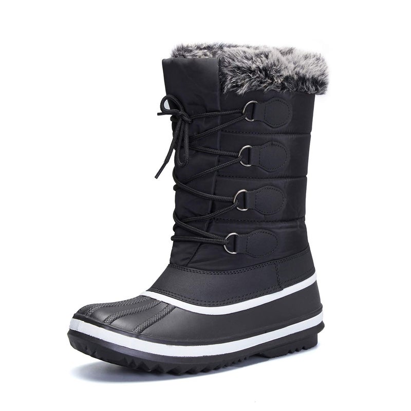 mysoft Women's Waterproof Winter Boots, Warm Insulated Snow Boots for Outdoor Black 10 - Image 1