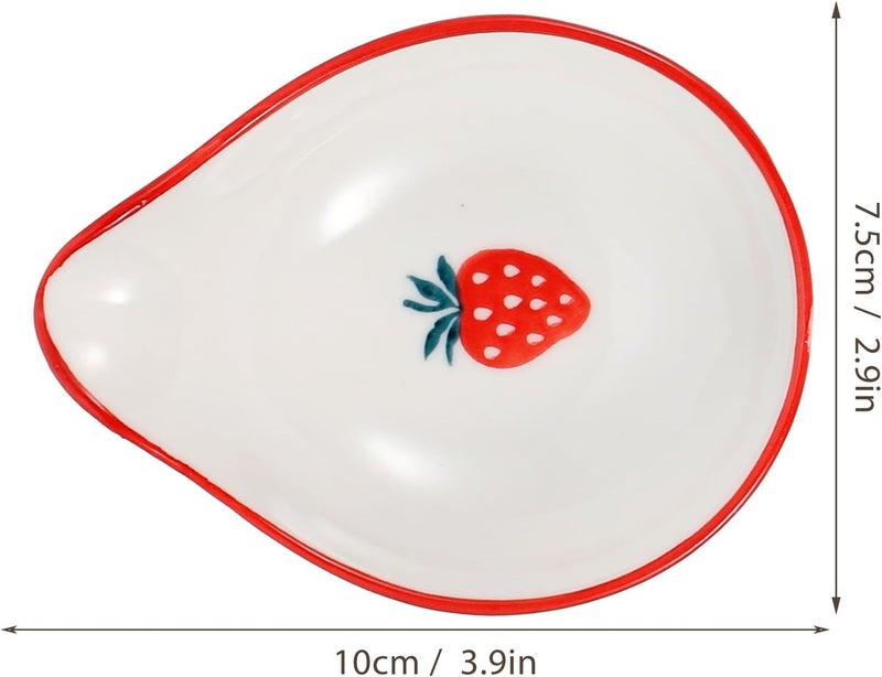 Uonlytech Ceramic Spoon Rest for Kitchen Countertop, 4pcs Set Pineapple Strawberry Orange Patterns, Delicate Tabletop Utensil Holder for Sauce Serving and Cooking Accessories - Image 2