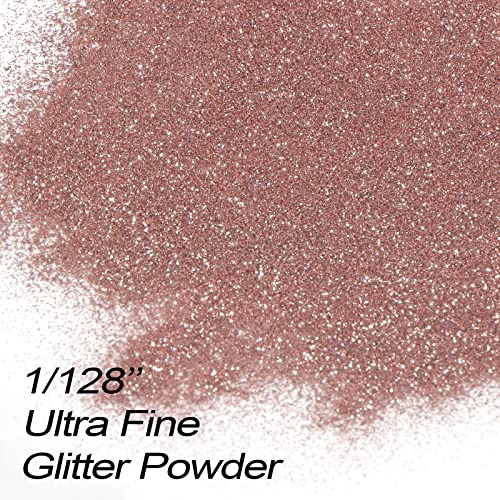 Renfio Ultra Fine Glitter Powder Metallic Resin Glitter 2.11 Oz (60g) PET Flakes Crafts Sequins 1/128" 0.008" 0.2mm Epoxy Chips Flakes for Tumblers Slime Decoration - Rose Gold - Image 2