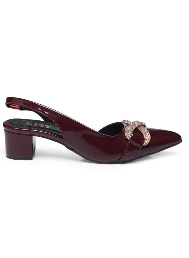 GNIST Embellished Pointed Toe Block Heel Slingback Shoes - Image 1