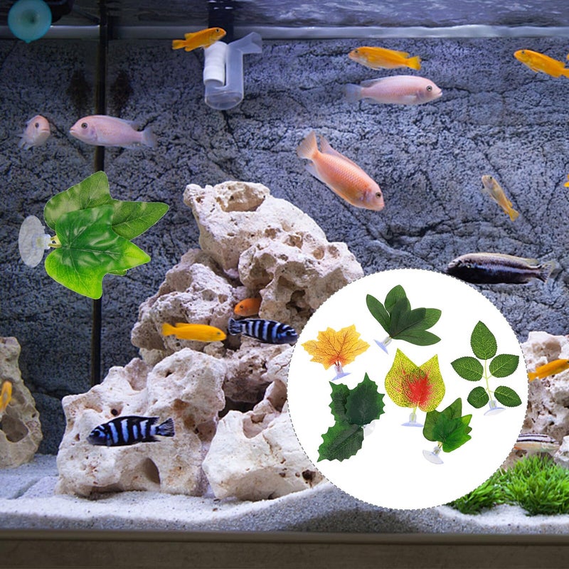 6pcs Artificial Aquarium Plants Plastic Leaves Betta Fish Resting Pads Tank Decor - Image 5