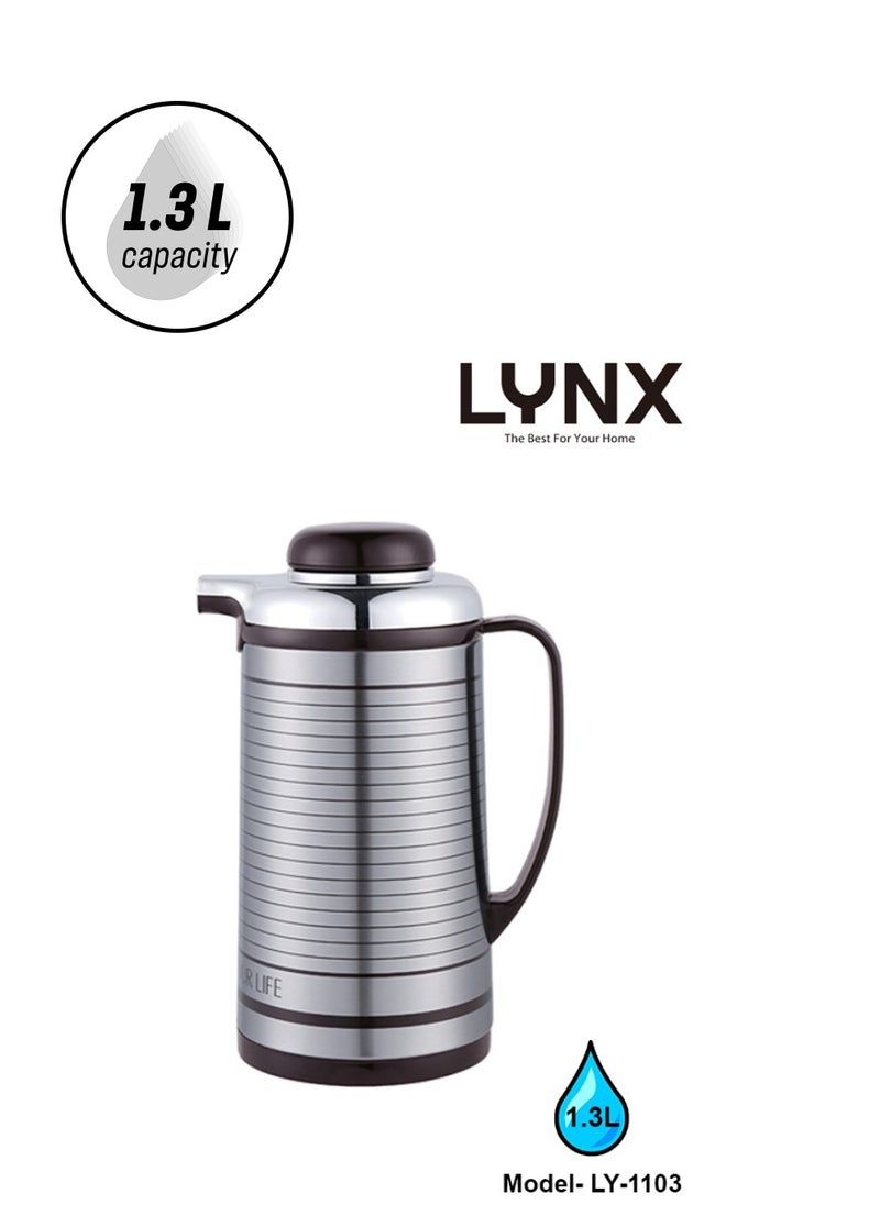 lynx Vacuum Flask – 1.3L Large Capacity, Long-Lasting Heat & Cold Retention, Multi-Walled Stainless Steel, Spill-Proof Screw Lid, Ergonomic Handle, Lightweight & Durable, Ideal for Travel, Office, and Outdoor Use, LY-1103  - Image 1