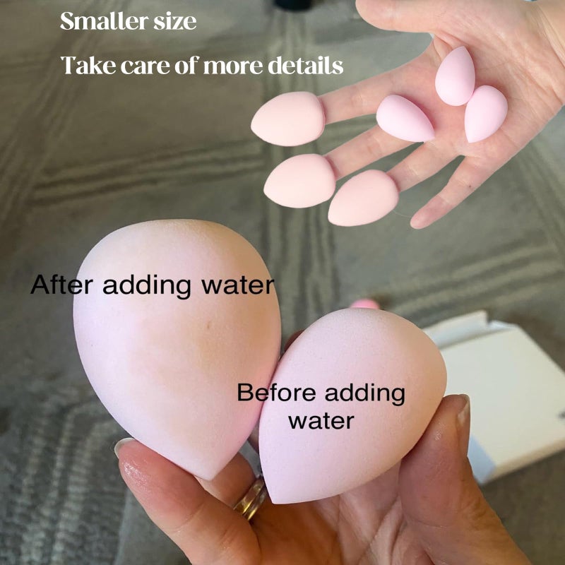 ElegGlo Makeup Sponge Set Blender Sponges 14 Pcs for Liquid Cream, and Powder Latex Free Multi-colored Sponges for Makeup Application with Storage Box Pink Gifts - Image 5