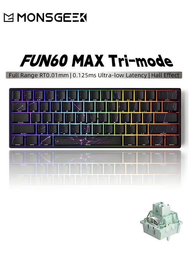 أكو كيبورد ألعاب أكو مونز جيك FUN60 MAX 0.01 مم ثلاثي الأوضاع مزدوج 8K ARGB HE/TMR مع مفاتيح مغناطيسية جاهزة للألعاب وتحفيز سريع مخصص. كيبورد 60% بلون نبيولا الأسود مع مفاتيح مغناطيسية متألقة (مع 135 غطاء مقياس متدرج). - Image 1