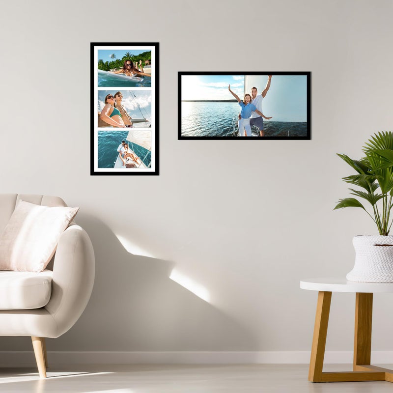 جيفت جاردن GiftGarden 5x7 صورة إطار صورة 3 فتحة 8x16 إطار مملوءة بثلاث صور 5x7 مع حصيرة عرض الجدار الأسود - Image 5