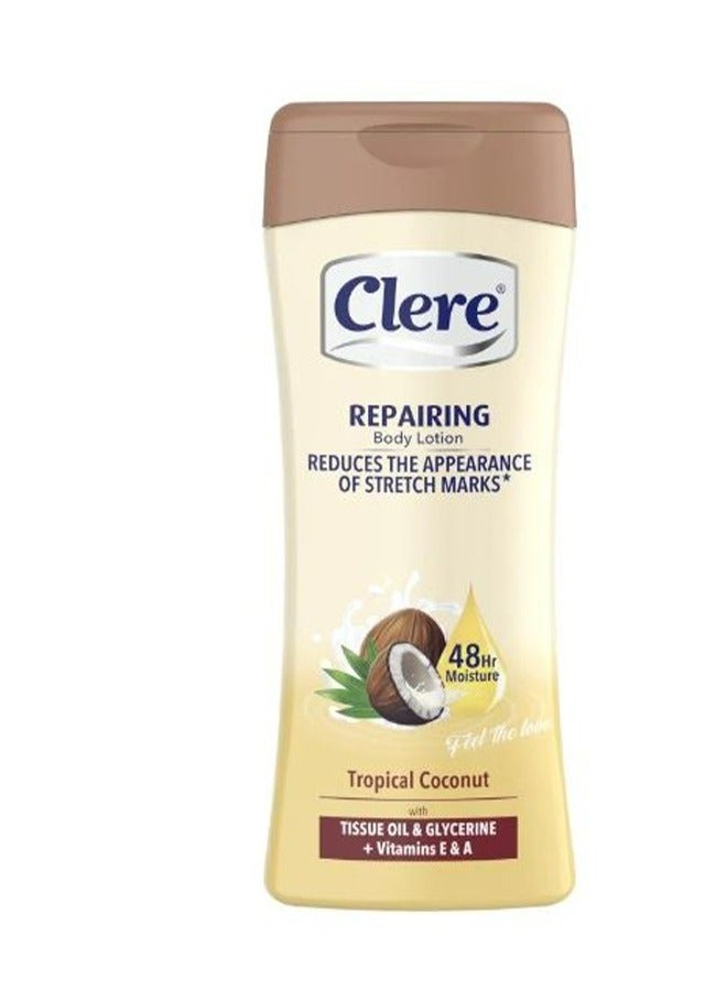 CLERE Repairing Body Lotion Reduces Appearance Of Stretch Marks Tropical Coconut 400 ML