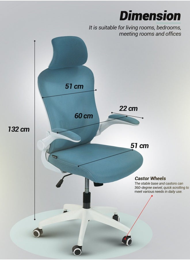 DROGO - DROGO premium Ergonomic Office Chair for Work from Home, High Back Computer Chair with Mesh, Flip-up Armrest, Recline, Adjustable Seat & Lumbar Support Mesh Chair for Office - Image 1