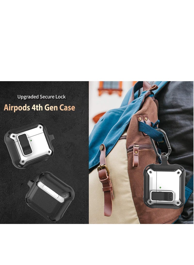 ANYOGRO Airpods 4 Case Cover with Cleaning Kit, Security Lock Armour with Keychain for Airpods 4th Generation 2024 Front LED Visual -White  - Image 5