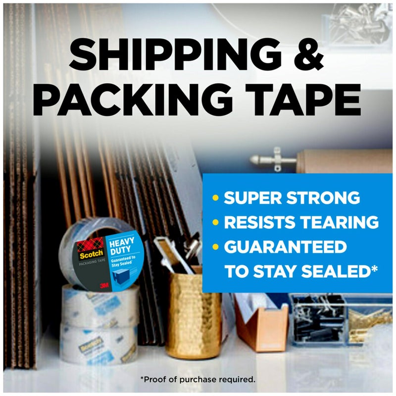 Scotch  Scotch Heavy Duty Shipping and Moving Packing Tape, Clear, Packing and Moving Supplies, 1.88 in. x 54.6 yd., 3 Tape Rolls  - Image 2