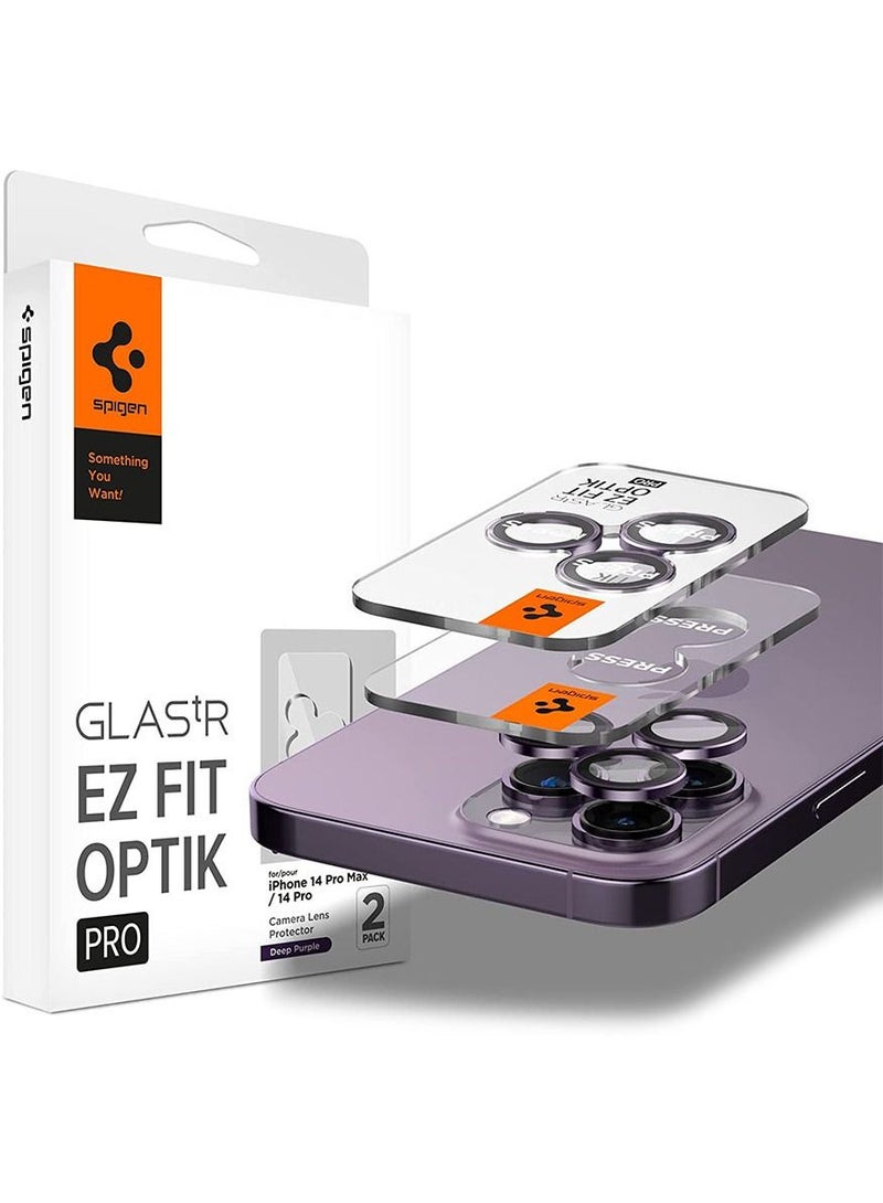 Spigen واقي عدسة الكاميرا Glastr Ez-Fit Optik Pro لهاتف iPhone 14 Pro وiPhone 14 Pro Max (عبوتان) - أرجواني غامق - Image 1
