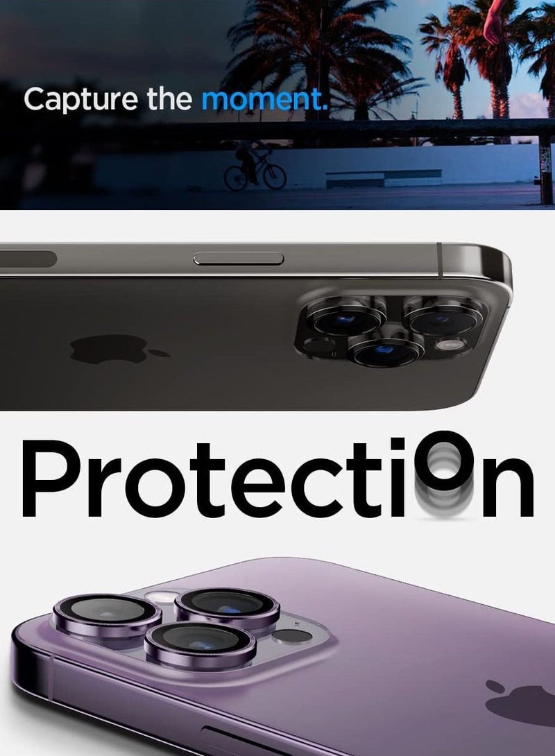 Spigen واقي عدسة الكاميرا Glastr Ez-Fit Optik Pro لهاتف iPhone 14 Pro وiPhone 14 Pro Max (عبوتان) - أرجواني غامق - Image 3
