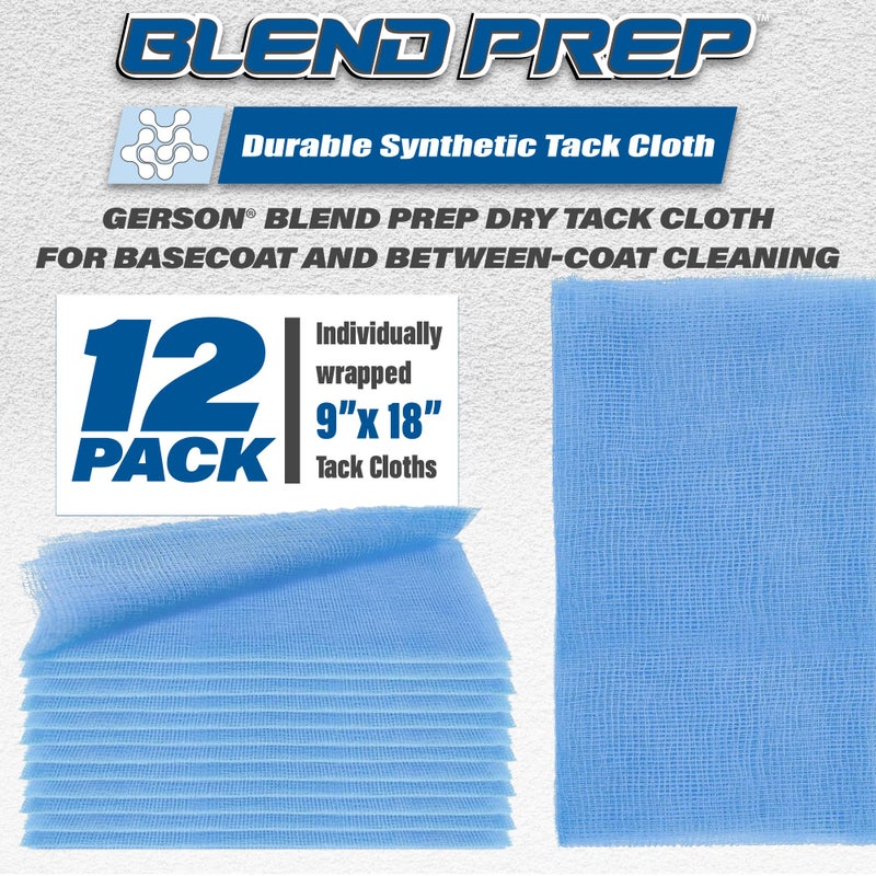 Gerson 12 Blend Prep Dry Tack Cloths 12 Pack - Tack Cloth for Removing Dust, Durable, 9"x18" - Image 2
