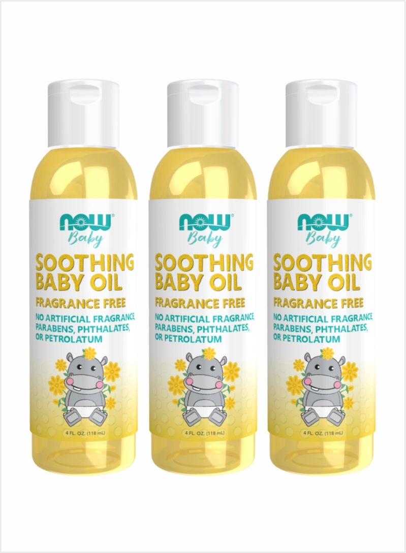 Now Essential Oils Soothing Baby Fragrance-Free Oil – 118ml (Pack of 3)