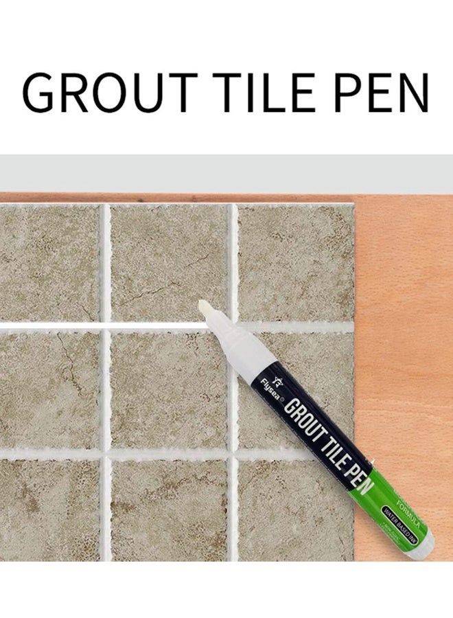 6 Pcs White Grout Pen with 6 Replacement Nib Tips 1 Cleaning Brush Tile Grout Restorer Repair Marker for Tile Walls Floors Bathroom  Kitchen Bedroom Balcony Hotel, Guesthouse Home Daily Maintenance - Image 3