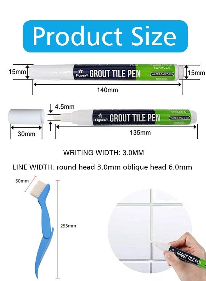 6 Pcs White Grout Pen with 6 Replacement Nib Tips 1 Cleaning Brush Tile Grout Restorer Repair Marker for Tile Walls Floors Bathroom  Kitchen Bedroom Balcony Hotel, Guesthouse Home Daily Maintenance - Image 2