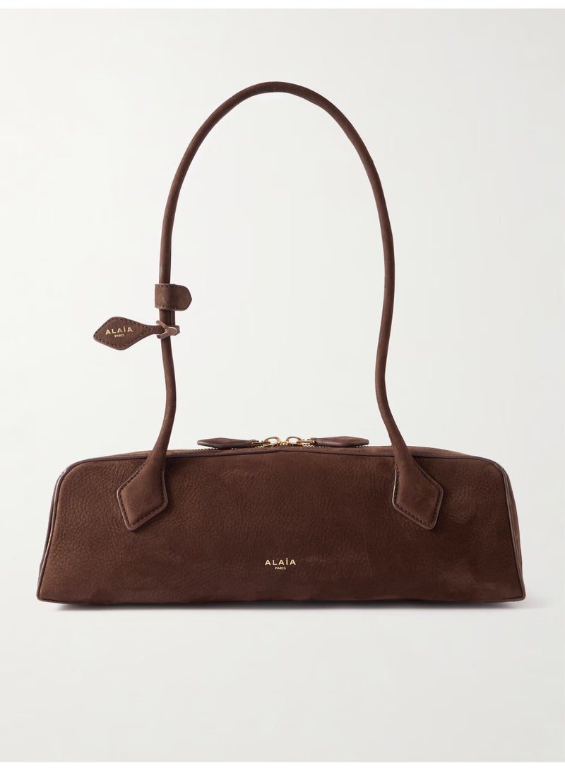 عاليا باريس ALAÏA Le Teckel حقيبة كتف متوسطة الحجم من الجلد السويدي - Image 1
