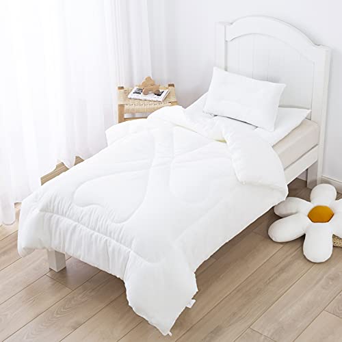 J-pinno Down Alternative Comforter Crib Quilt Toddler White Blanket Lightweight Duvet Insert Machine Washable 47" X 59" - Image 2