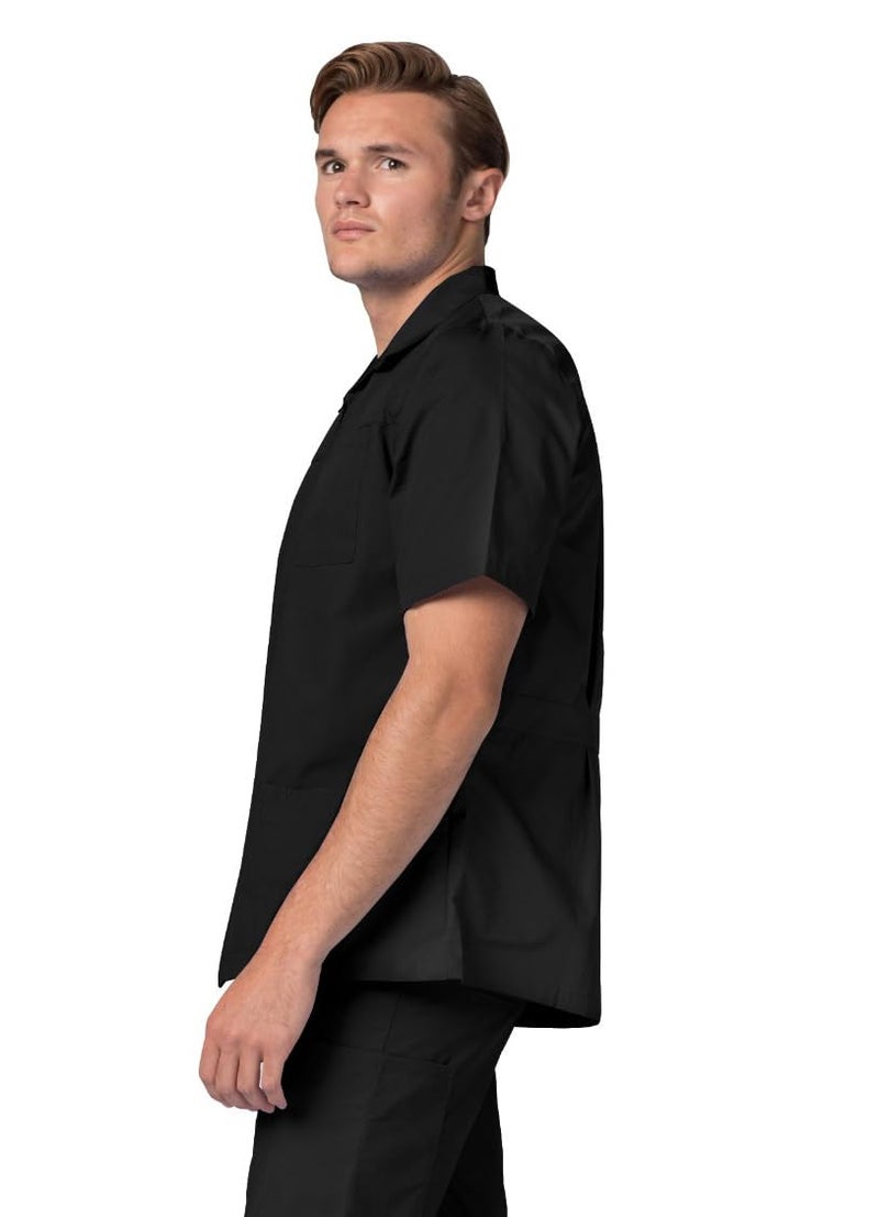 Adar Uniforms, Universal Scrubs for Men - Zippered Short Sleeved Scrub Jacket - 607 - Black - L - Image 4