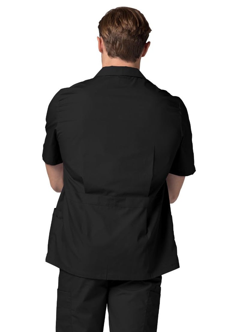 Adar Uniforms, Universal Scrubs for Men - Zippered Short Sleeved Scrub Jacket - 607 - Black - L - Image 3