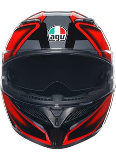 AGV K3 Full Face Ece 22.06 Motorcycle Helmet - Compound, Black / Red  - Image 1