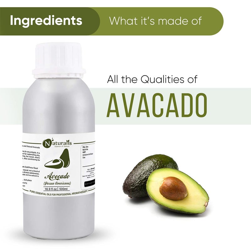 Naturalis Essence of Nature Pure Cold Pressed Avocado Oil Moisturizer for Dry Skin Body and Hair 500ml - Image 2