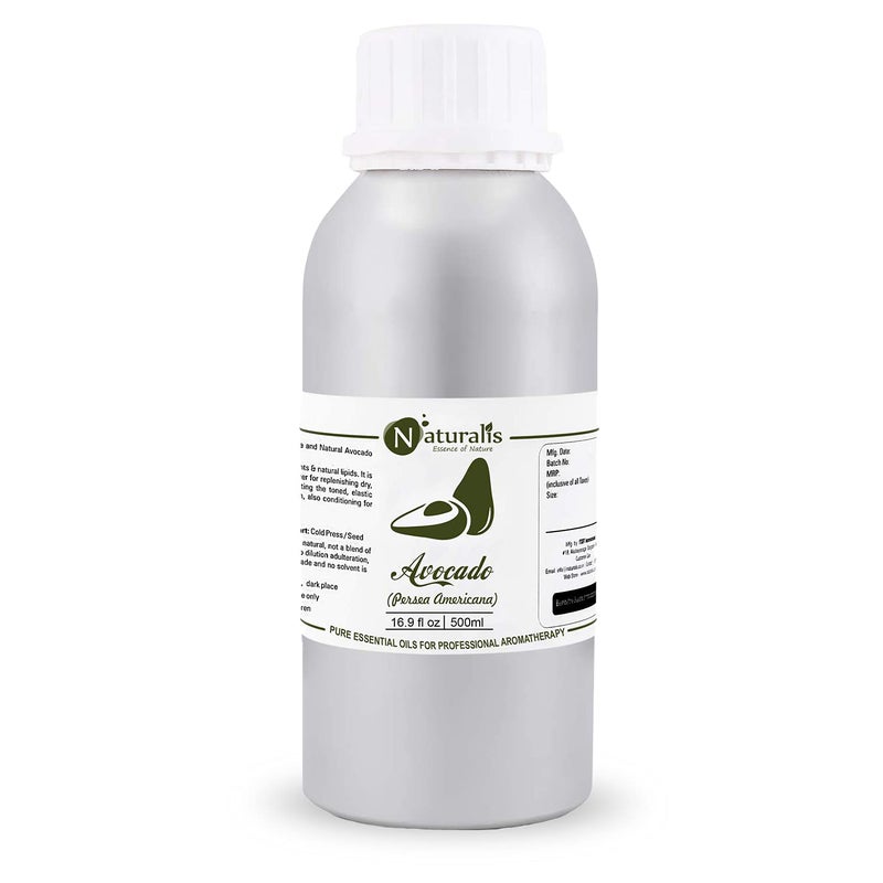 Naturalis Essence of Nature Pure Cold Pressed Avocado Oil Moisturizer for Dry Skin Body and Hair 500ml - Image 1