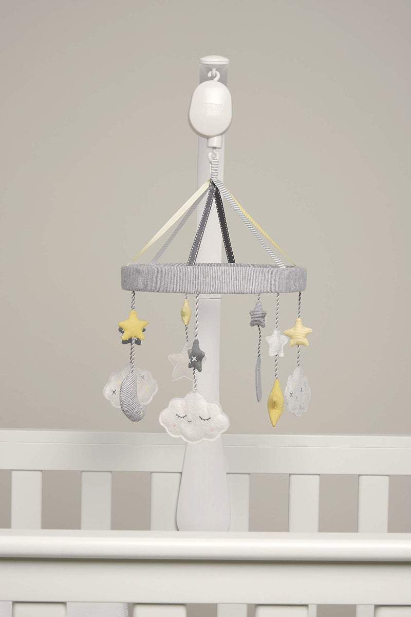 lovi ماما وبابا مرحبًا بك في العالم موبايل سرير موسيقي، موسيقى تهدئة لحن النوم، تصميم سحابة ونجوم، أبيض - Image 2