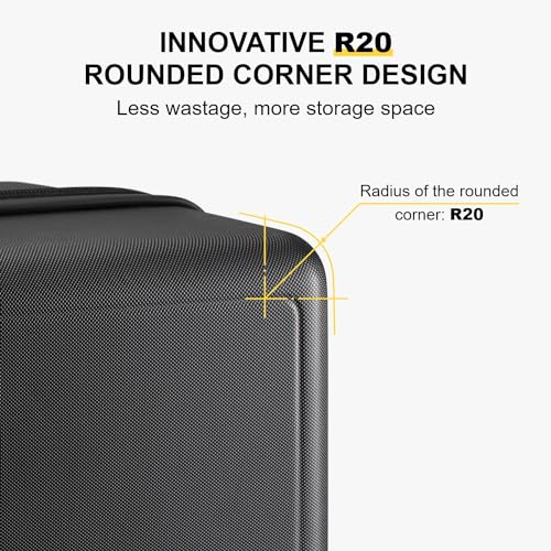 LEVEL8 حقيبة سفر كبيرة بعجلات، أمتعة مفحوصة، خفيفة الوزن، ذات ملمس مضيء، معتمدة من TSA، حقيبة صلبة متوسطة كبيرة، 24 بوصة، سوداء - Image 4